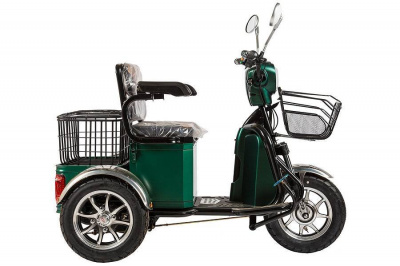 Электрический трицикл Rutrike S1 V2 с большой корзиной, зеленый